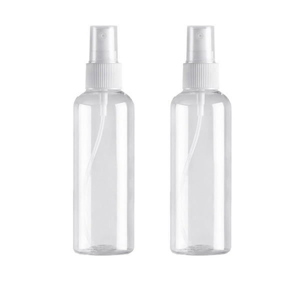 JeashCHAT 2 Pcs Small Spray Bottles, 100ML Clear Empty Fine Mist Travel Size Mini Bottles, Pump Spray Cap Refillable Liquid Containers for Cosmetic