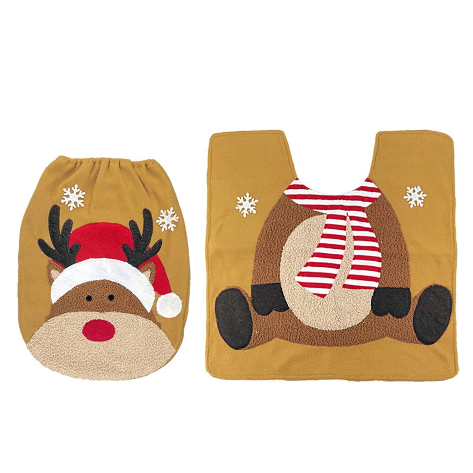 JeashCHAT 2 Piece Reindeer Toilet Lid Cover and UShaped Contour Toilet