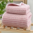 thumbnail image 1 of JeashCHAT 2 Piece Towel Set , Striped Hand Towel and Bath Towel, Thick Soft Absorbent Quick Drying Face Towel and Bath Towel for Bathroom, Shower Towels, Pink, 1 of 6