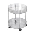 thumbnail image 1 of JeashCHAT 2-Tier Rolling Cart, Round Clear Plastic Storage Cart, Storage Organizer with Wheels for Kitchen Bathroom Living Room, 13.78x12x12 Inches, 1 of 6