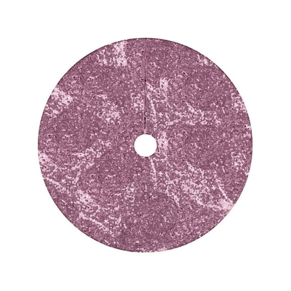 JeashCHAT 24 Inch Sequin Christmas Tree Skirt Glitter Christmas Tree Mat for Holiday Party Christmas Decorations, Pink
