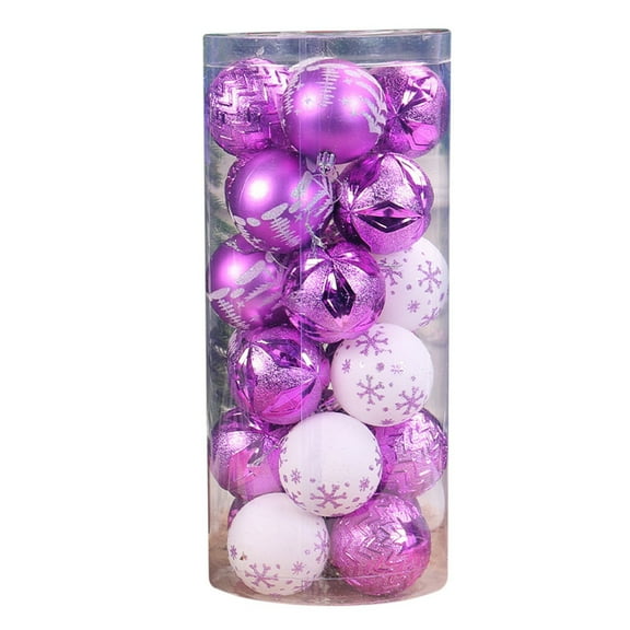 JeashCHAT 24 Pcs Christmas Ball Ornaments Set, Snowflake Christmas Balls Xmas Tree Ornament Christmas Tree Hanging Decorations for Xmas Holiday Party Decor