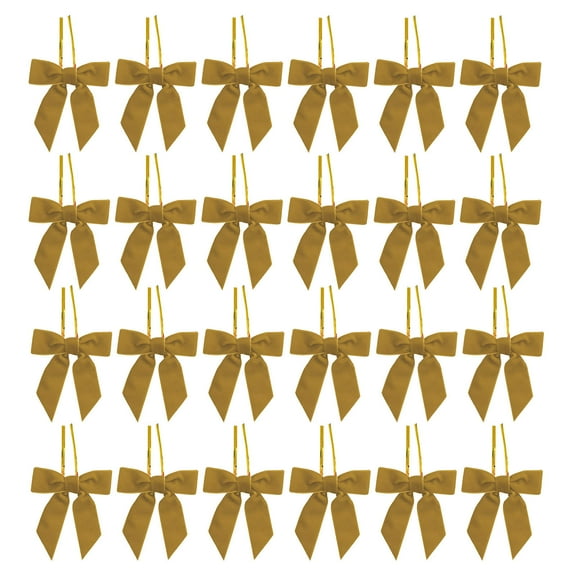 JeashCHAT 24 Pcs Small Velvet Christmas Bows, Twist Tie Bows Ornaments for Christmas Tree Wreath Garland Decorations Gift Wrapping Crafts Wedding Party, 3.15"x3.15"