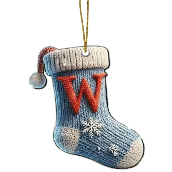 JeashCHAT Initial Letter Acrylic Christmas Stocking Ornaments, Personalized Christmas Initial Ornaments, Xmas Stocking Shape Pendant, Christmas Tree Hanging Decorations Xmas Gifts