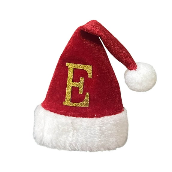 JeashCHAT 26 Initial Letter Christmas Hat Ornaments, Mini Red Plush Santa Hat Hanging Ornaments with Glitter Personalized Initial, Christmas Tree Decorations Xmas Gifts, 7.2" x 3.3"