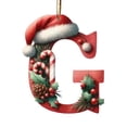 thumbnail image 1 of JeashCHAT 26 Initial Letter Christmas Ornaments, Acrylic Red Personalized Christmas Initial Ornaments with Red Santa Hat Berries Candy Cane Pinecone, Christmas Tree Hanging Decoration, 3.15 Inch, 1 of 6