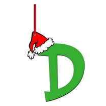 JeashCHAT 26 Initial Letter Christmas Ornaments, Green Personalized Christmas Initial with Red Santa Hat Acrylic Hanging Pendant Christmas Stockings Xmas Gifts Tags Christmas Tree Decoration