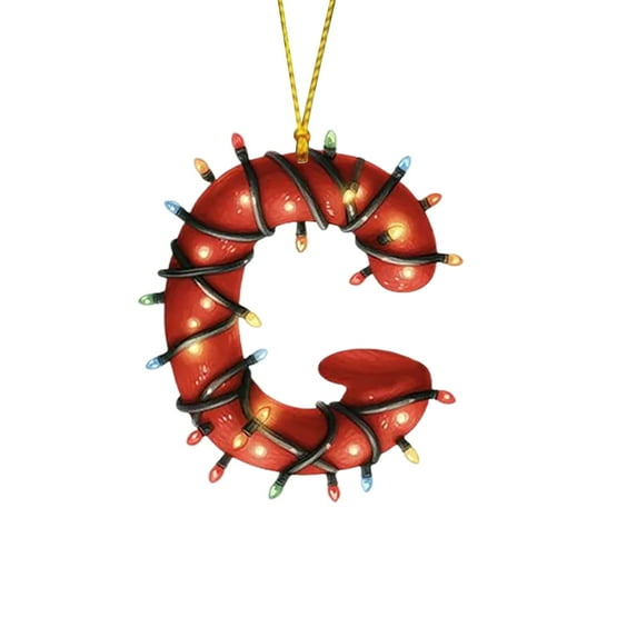 JeashCHAT 26 Initial Letter Christmas Ornaments, Personalized Christmas Initial Ornaments Acrylic Pendant Christmas Tree Hanging Decorations Xmas Gifts