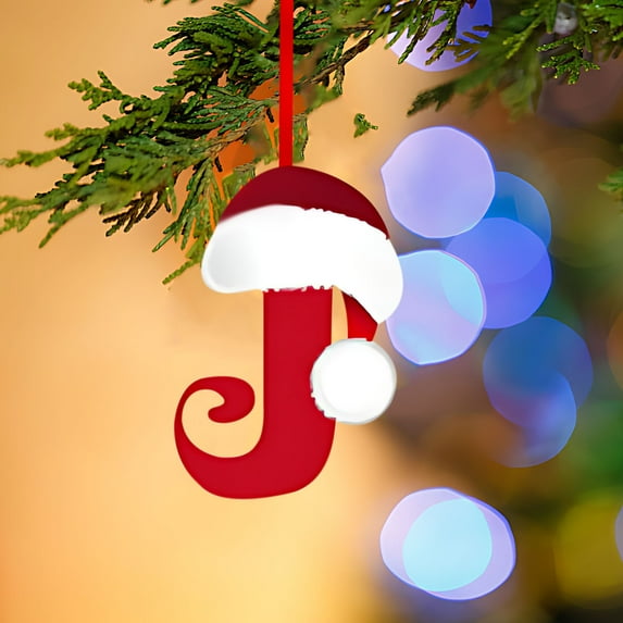 JeashCHAT 26 Initial Letter Christmas Ornaments, Red Personalized Christmas Initial Ornaments, Christmas Tree Decoration Hanging Pendant
