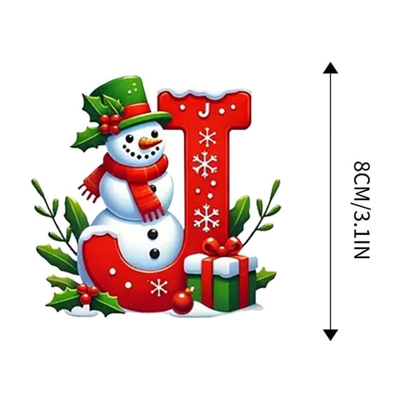 JeashCHAT 26 Initial Letter Christmas Snowman Ornaments, Red Personalized Initial Christmas Ornaments, Christmas Tree Decoration Hanging Pendant Xmas Gifts for Kids