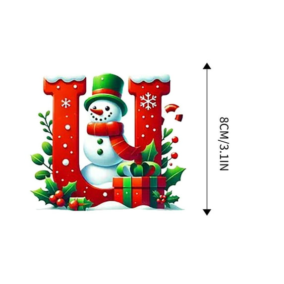 JeashCHAT 26 Initial Letter Christmas Snowman Ornaments, Red Personalized Initial Christmas Ornaments, Christmas Tree Decoration Hanging Pendant Xmas Gifts for Kids