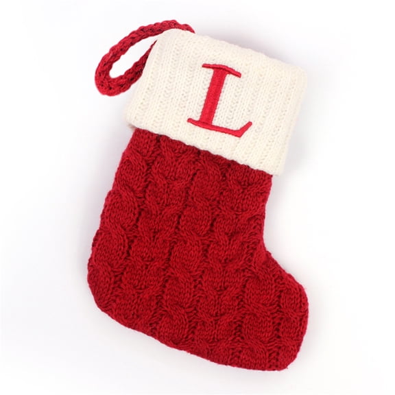 JeashCHAT 26 Initial Letter Christmas Stockings, Red Personalized Monogram Knitted Xmas Stocking for Kids, Candy Bag Socks Holiday and Family Stocking Decoration Xmas Gifts
