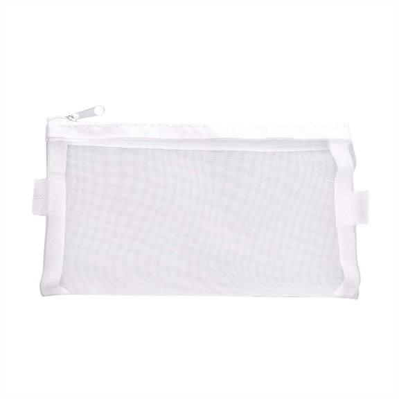 JeashCHAT 2Pcs Pencil Case , Clear Net Yarn Pencil Box Organizer, Mesh Zipper Pencil Pouch, Portable Office Stationery Pouch for Students Adults (White,Black)