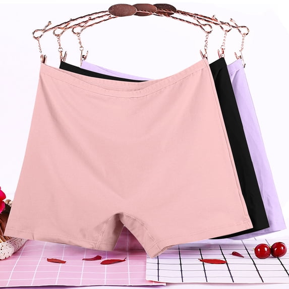 JeashCHAT 3 Pack Women's Plus Size Boxer Briefs Soft Cotton High Waist Boy Shorts Breathable Full Coverage Underwear for Ladies