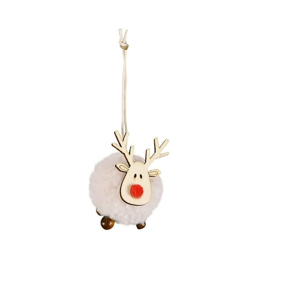 JeashCHAT 3 Pcs Christmas Felt Deer Hanging Ornaments, Christmas Tree Decorations Wooden Reindeer Hanging Pendants for Xmas Party Holiday Home Decor, Christmas Gifts