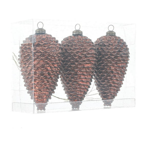 JeashCHAT 3 Pcs Christmas Pine Cones Hanging Ornaments, Large Shatterproof Plastic Pinecones with String, Pine Cone Pendant Christmas Tree Decorations for Winter Holiday Xmas Party