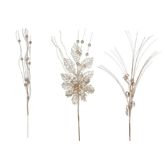 JeashCHAT 3 Pcs Glitter Poinsettia Christmas Flowers Berry Stems Artificial Christmas Floral Picks Branches Christmas Tree Decorations Vase Filler Holiday Wedding Party Home Decor