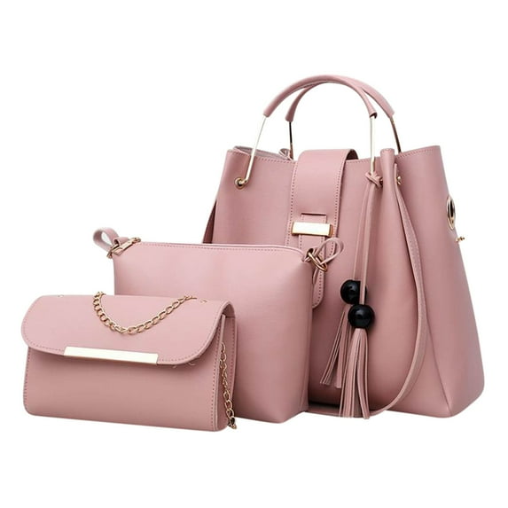 JeashCHAT 3 Pcs Women's Bag Set, Leather Purses and Handbags Tassel Top Handle Satchel Shoulder Tote Bag Fashion Crossbody Bag for Ladies