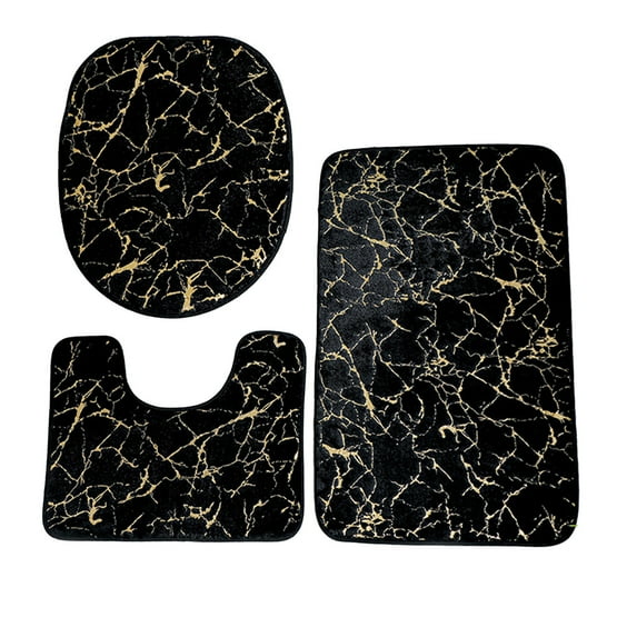JeashCHAT 3 Piece Bathroom Rug Set - Bathroom Carpet, U-Shaped Contour Toilet Rug, Toilet Lid Cover - Super Soft Anti Slip Toilet Bath Mat Set