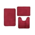 thumbnail image 1 of JeashCHAT 3 Piece Bathroom Rug Set Clearance - Includes Bath Mat, Toilet Lid Cover, U-Shaped Contour Toilet Rug - Super Soft Anti Slip Solid Color Bathroom Mats, Bathroom Accessories (Wine Red), 1 of 3