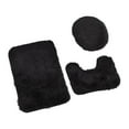 thumbnail image 1 of JeashCHAT 3 Piece Bathroom Rug Set Clearance - Includes Bathroom Carpet, U-Shaped Contour Toilet Rug, Toilet Lid Cover - Super Soft Anti Slip Solid Color Bath Mat Set (Black), 1 of 9
