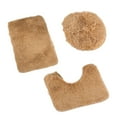 thumbnail image 1 of JeashCHAT 3 Piece Bathroom Rug Set Super Soft Non Slip Toilet Carpet Absorbent Plush Bath Mat Solid Color Bathroom Toilet Floor Mat , Khaki, 1 of 6