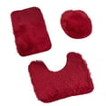 thumbnail image 1 of JeashCHAT 3 Piece Bathroom Rug Set Super Soft Non Slip Toilet Carpet Absorbent Plush Bath Mat Solid Color Bathroom Toilet Floor Mat , Wine, 1 of 6