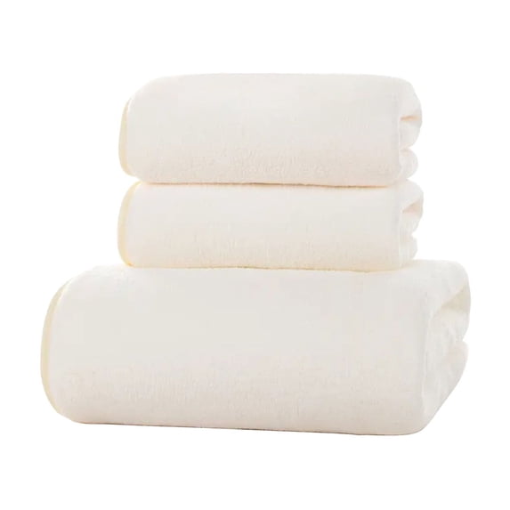 JeashCHAT 3 Piece Towel Set 1 Bath Towel 2 Hand Towels Super Soft Highly Absorbent Quick Dry Towels for Bathroom Pool Hotel, White