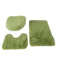 thumbnail image 1 of JeashCHAT 3 Pieces Bathroom Rugs, Ultra Soft Non Slip Absorbent Toilet Bath Mat Set, Luxury Plush Shaggy Thick Fluffy Washable Carpets Set, Light Green, 1 of 8