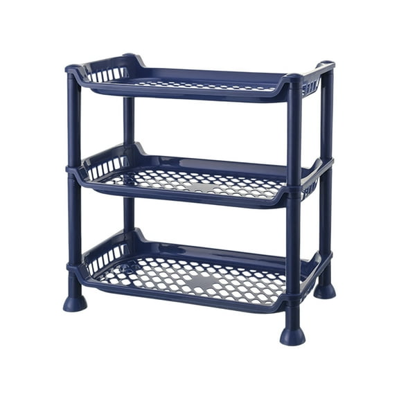 JeashCHAT 3-Tier Bathroom Counter Organizer Plastic Storage Shelf Bathroom Kitchen Storage Rack Makeup Organizer Spice Rack Under Sink Organizer, Blue