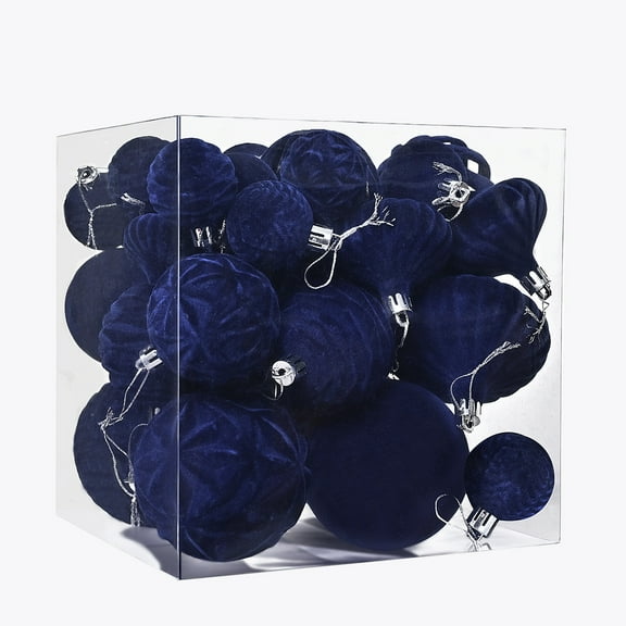 JeashCHAT 36 Pcs Velvet Christmas Ball Ornaments, Flocked Shatterproof Baubles Set Christmas Tree Hanging Decorations for Home Wedding Party Holiday Decor