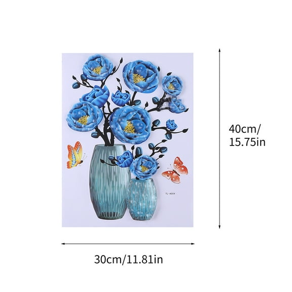 JeashCHAT 3D Vase Wall Decals , Stereo Vase Flower and Butterfly Self-Adhesive Waterproof Wall Stickers Removable Wall Decor for Home Furniture Refrigerator TV/Sofa Background Wall