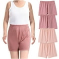 thumbnail image 1 of JeashCHAT 4 Pack Cotton Boxer Briefs for Women, Solid Color Plus Size Loose Underwear, High Waist Boyshort Panties, Comfort Soft Breathable Granny Panties, 1 of 9