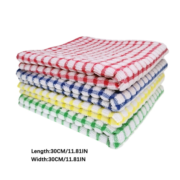 JeashCHAT 4 Pack Dish Cloths for Washing Dishes Dish Rags for Drying Dishes Cotton Kitchen Wash Clothes and Dish Towels, Dishcloths Cleaning Cloths, 11.8" x 11.8"