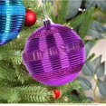 thumbnail image 1 of JeashCHAT 4 Pcs 10cm/3.94inch Striped Christmas Ball Ornaments Set Christmas Tree Decorations Shatterproof Hanging Ornaments for Xmas Holiday Party Decor, Purple, 1 of 5