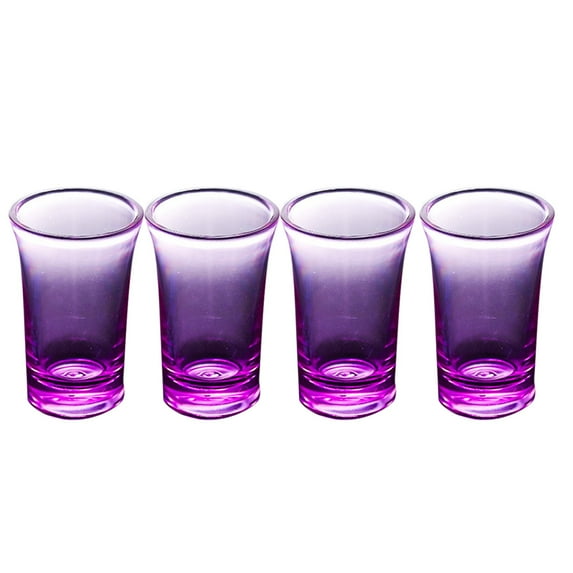 JeashCHAT 4 Pcs Acrylic Stemless Wine Glasses , 35ML Water Tumblers, Made of Shatterproof Plastic, Reusable Small Drinking Glasses for Wine Beer Juice, Purple