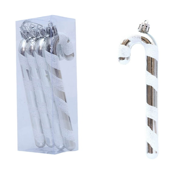 JeashCHAT 4 Pcs Christmas Candy Cane Ornaments, Christmas Tree Decorations, 5.9" Plastic Candy Cane Shape Hanging Pendant Christmas Tree Ornaments for Xmas Holiday Party, Christmas Gifts