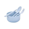 thumbnail image 1 of JeashCHAT 4 Pcs Dinnerware Set, Plastic Bowl with Chopsticks Spoon Fork, Lightweight Wheat Straw Cereal Bowls Cutlery Set for Kitchen Party Travel Camping, Reusable Soup Bowl Ramen Bowl, Blue, 1 of 5