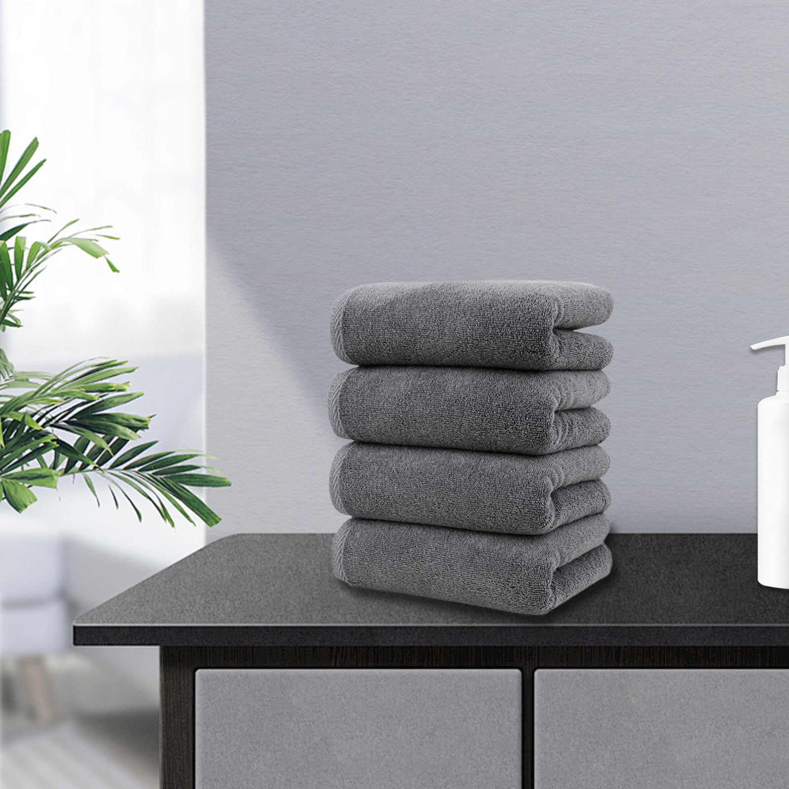 JeashCHAT 4 Pcs Hand Towels Set, Cotton Hand Towel Face Towel Washcloth, Super Soft Highly Absorbent Quick Dry Towels for Bathroom Gym Shower Hotel, 13.8"x30.7", Black