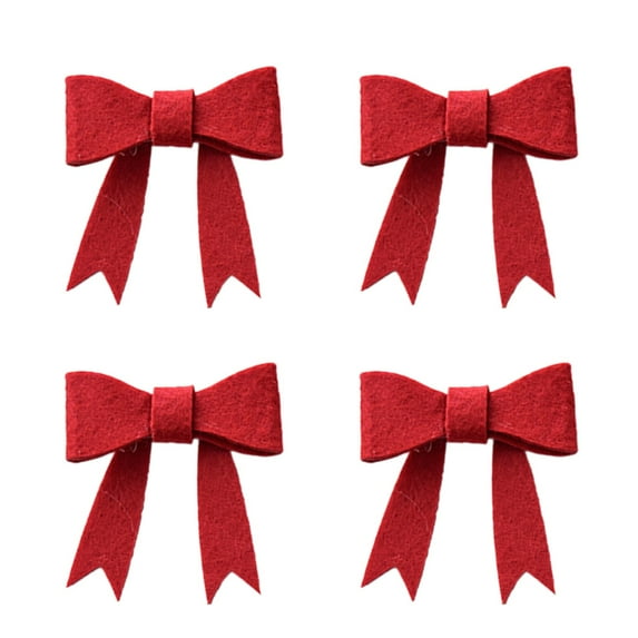 JeashCHAT 4 Pcs Mini Christmas Bows, 1.97 Inch Small Vintage Bows Ornaments Christmas Tree Decorations, Xmas Holiday Party Wreath Garland Gift Wrapping Decor
