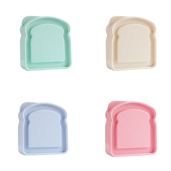 JeashCHAT 4 Pcs Sandwich Containers Sandwich Box with Lid Reusable Food Storage Container Plastic Toast Shape Sandwich Holder for Lunch Picnic, Dishwasher and Microwave Safe