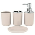 thumbnail image 1 of JeashCHAT 4-Piece Bathroom Accessory Set , Includes Soap Dispenser, Toothbrush Holder, Toothbrush Cup, Soap Dish - Bathroom Countertop Decor Accessories (Khaki), 1 of 6