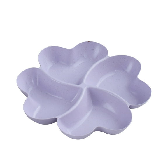 JeashCHAT 4 Sectional Plastic Serving Tray Platter for Party Supplies Flower-shaped Divided Platter Candy Nut Serving Tray Snack Fruit Serving Plate Dishes, Purple