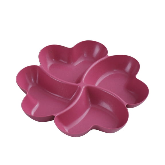 JeashCHAT 4 Sectional Plastic Serving Tray Platter for Party Supplies Flower-shaped Divided Platter Candy Nut Serving Tray Snack Fruit Serving Plate Dishes, Red