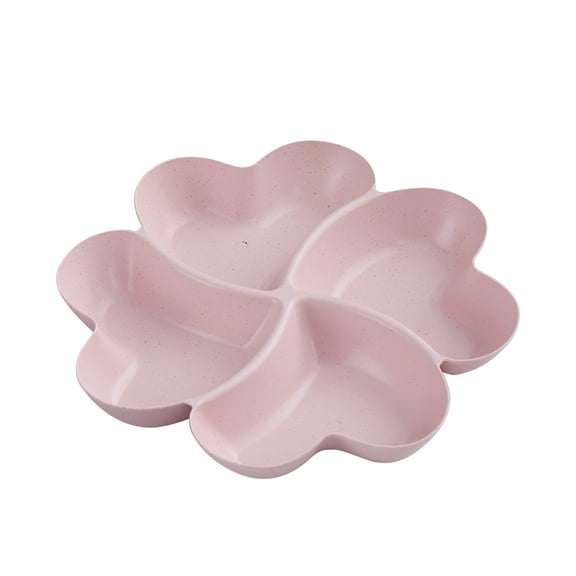 JeashCHAT 4 Sectional Plastic Serving Tray Platter for Party Supplies Flower-shaped Divided Platter Candy Nut Serving Tray Snack Fruit Serving Plate Dishes, Pink