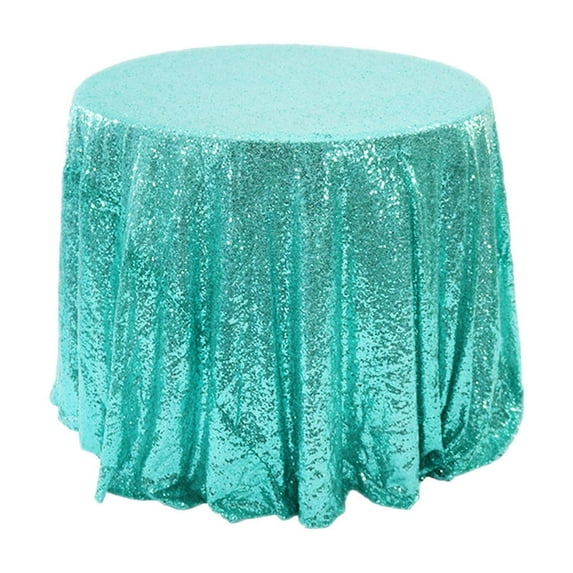 JeashCHAT 47 Inch Round Sequin Tablecloth, Glitter Table Cover Party Table Cloth Birthday Wedding Banquet Christmas Holiday Dinner Table Cloth Decorations, Mint Green