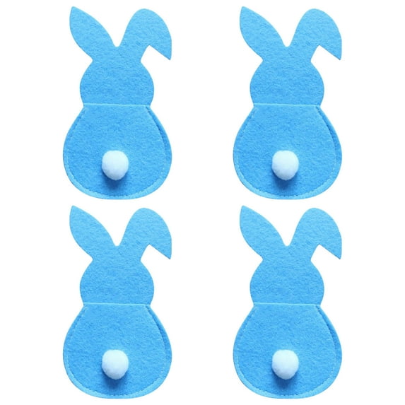 JeashCHAT 4Pcs Easter Bunny Utensil Cutlery Holders Pouch Bags Silverware Holder Bag Utensil Sleeve for Knife Forks Easter Table Decoration Wedding Birthday Party
