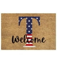 thumbnail image 1 of JeashCHAT 4th of July Patriotic Doormat Decor Independence Day Welcome Door Mat Stain Resistant Rug Entryway Porch Floor Mat Decorative Welcome Mat for Home Bathroom Kitchen (Letter T), 1 of 3
