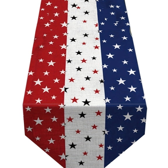 JeashCHAT 4th of July Patriotic Table Runner Memorial Day Independence Day American Stars and Stripes Table Runner Kitchen Dining Table Decoration for Home Party Decor 13x72 Inch