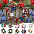 thumbnail image 1 of JeashCHAT 4th of July Patriotic Wreath 10.23 Inch, Red White Blue Star Berry Wreath for Independence Day Memorial Day Front Door Wall Hanging Decor Table Centerpiece Candle Ring, 1 of 7
